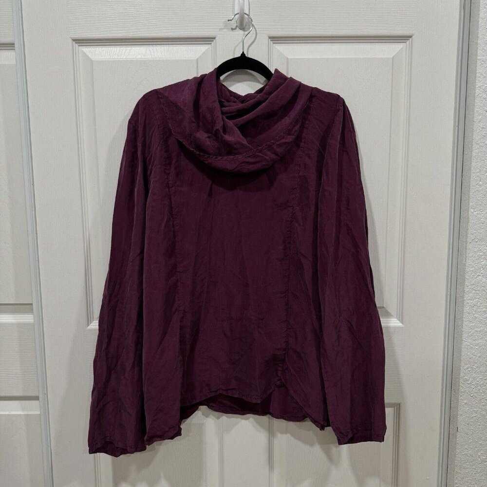 Cocon Commerz PRIVATSACHEN 100% Silk Burgundy Blouse Long Sleeve‎